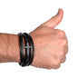 Pulsera Esperanza, Fe y Amor. Elegante Pulsera de Cuero Cruzada para Hombre