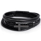 Pulsera Esperanza, Fe y Amor. Elegante Pulsera de Cuero Cruzada para Hombre
