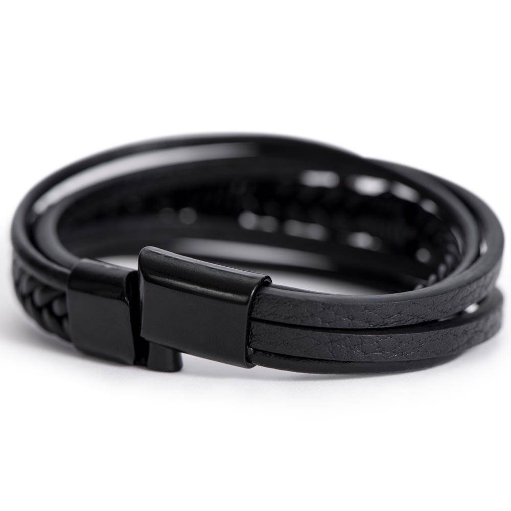 Pulsera Esperanza, Fe y Amor. Elegante Pulsera de Cuero Cruzada para Hombre