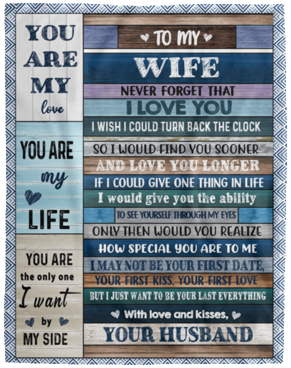 TO MY WIFE| NEVER FORGET THAT I LOVE YOU| Premium Plush Blanket