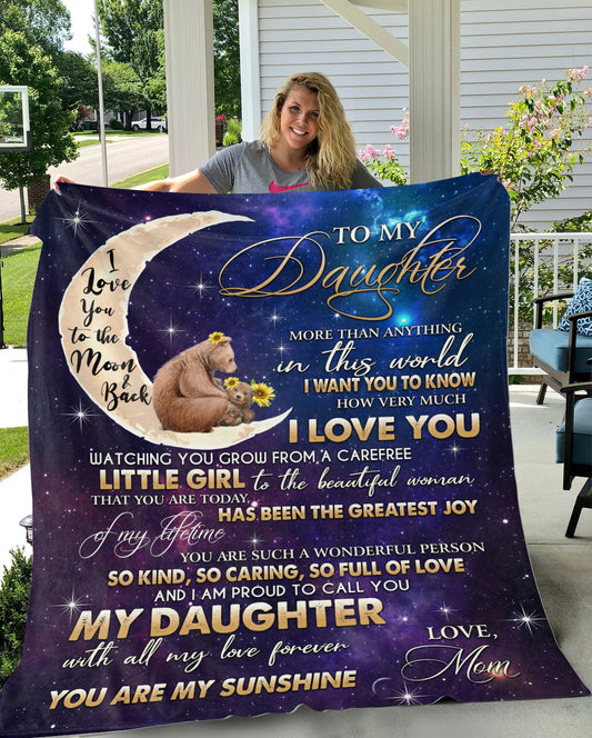 DAUGHTER FROM MOM| I LOVE YOU|  Premium Plush Blanket