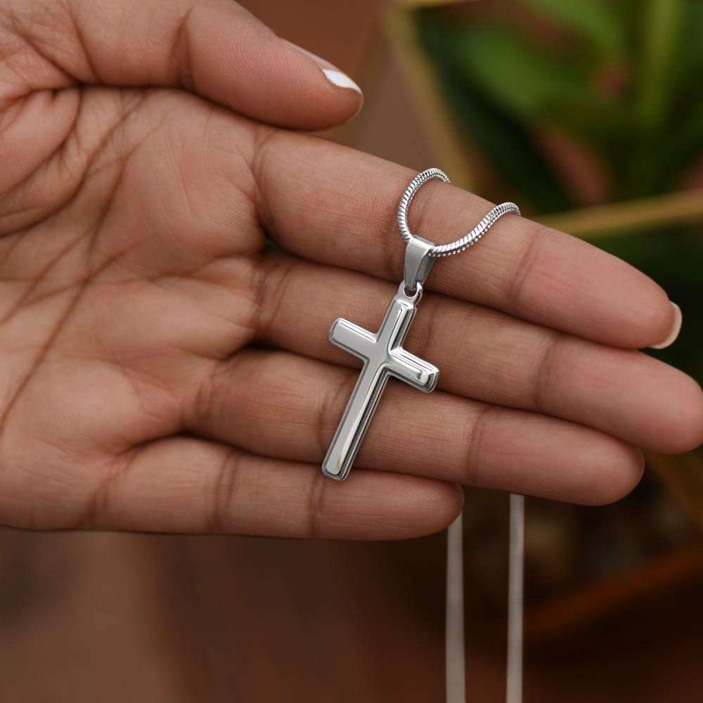 Regalito para mi Hijo | Cruz de acero inoxidable hecha a mano.