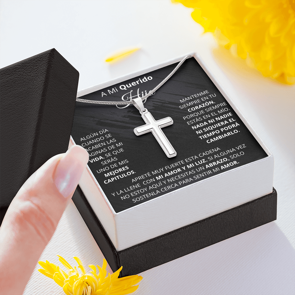 Regalito para mi Hijo | Cruz de acero inoxidable hecha a mano.