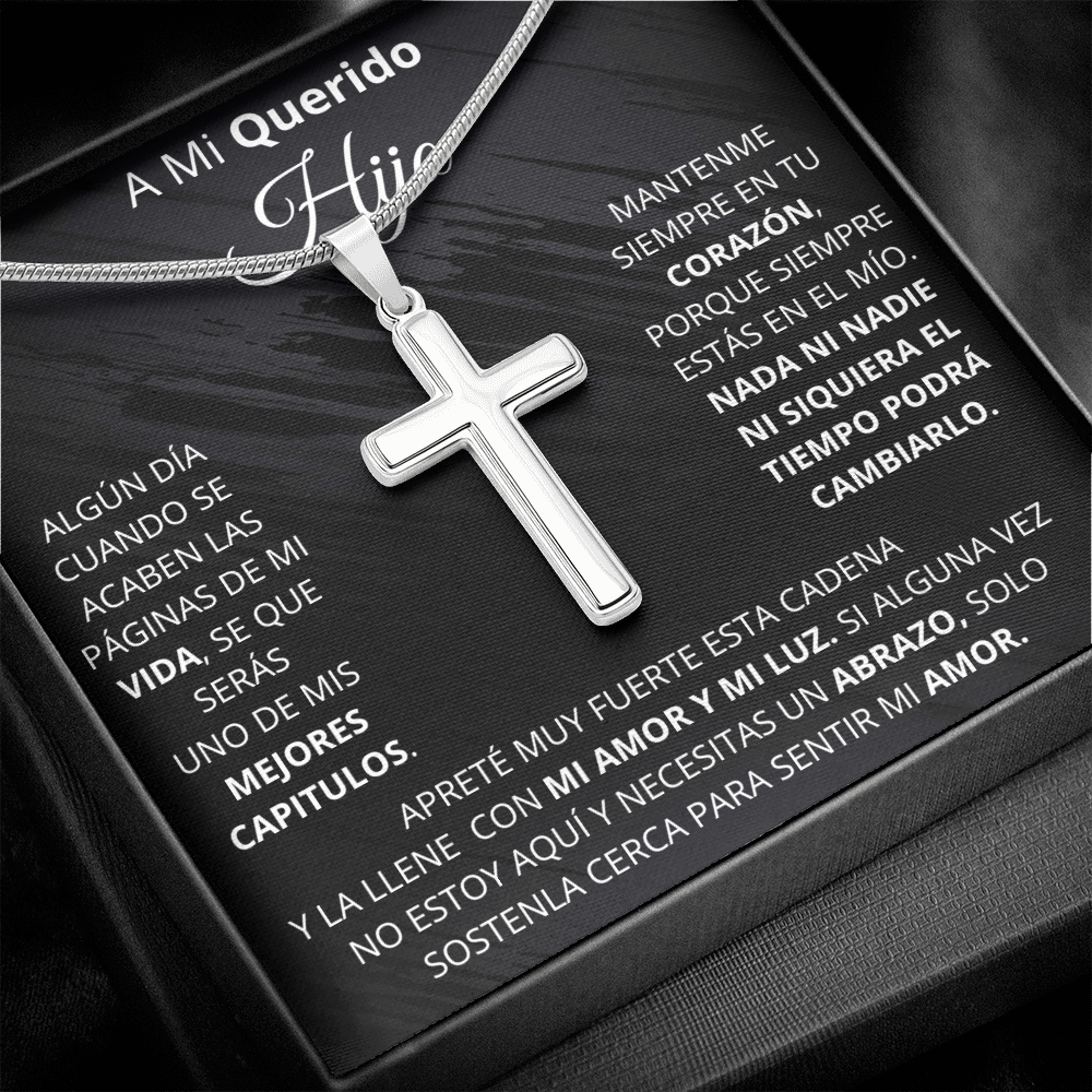 Regalito para mi Hijo | Cruz de acero inoxidable hecha a mano.