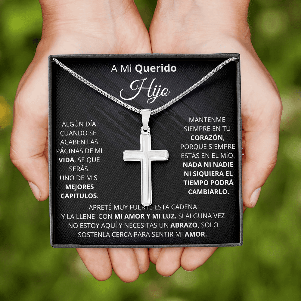 Regalito para mi Hijo | Cruz de acero inoxidable hecha a mano.