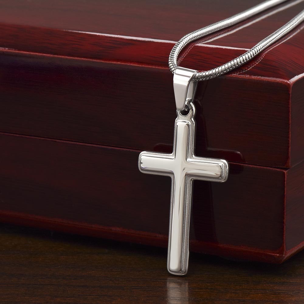 Regalito para mi Hijo | Cruz de acero inoxidable hecha a mano.