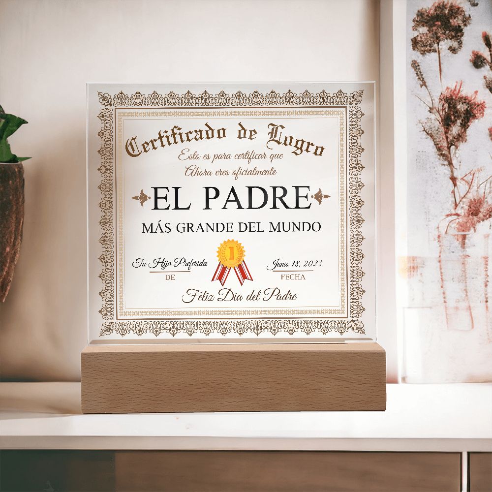 Certificado de logro| Regalo para padre| regalo para papa | Papá regalo de hija | Dia del padre