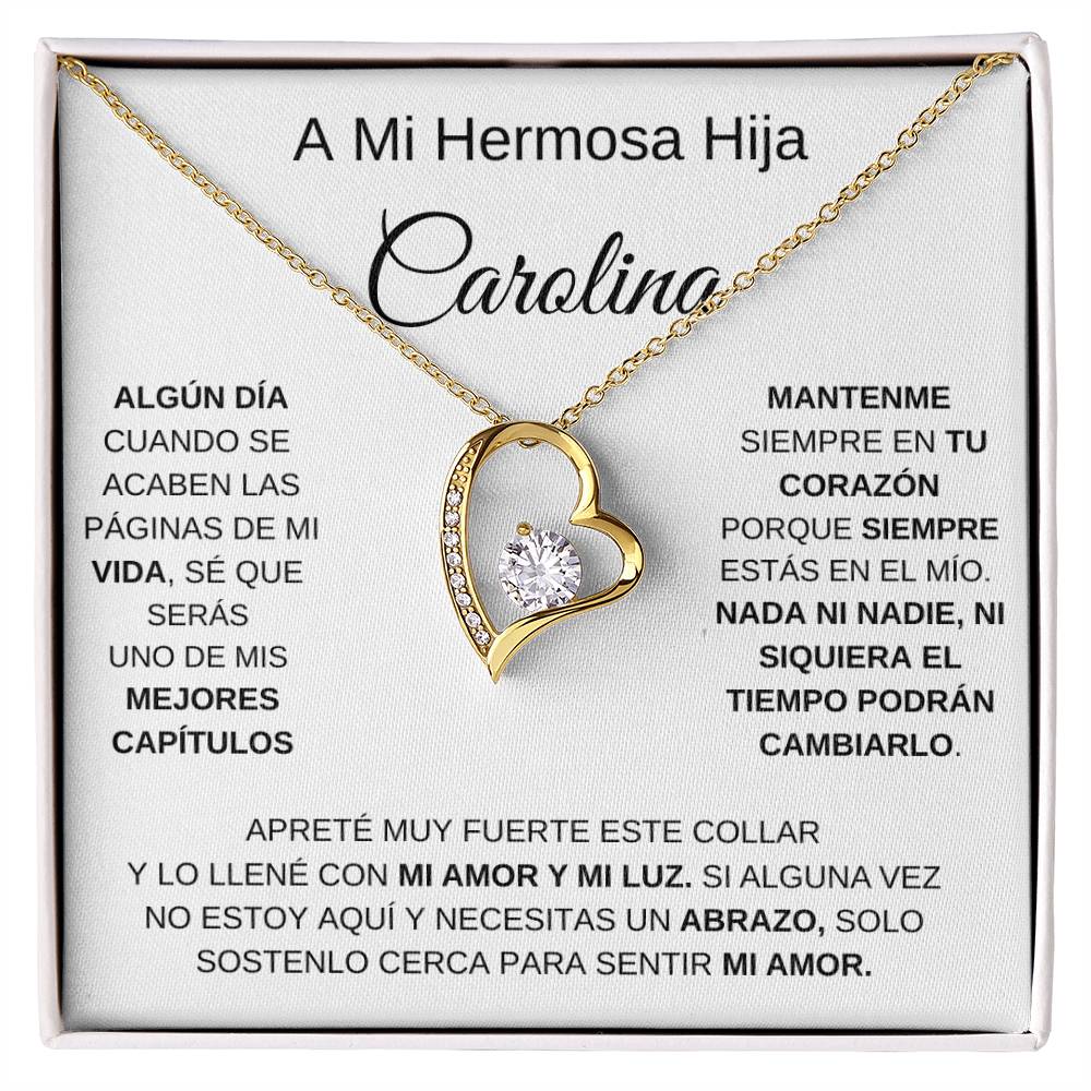 Dedicatoria  personalizada para hija Carolina