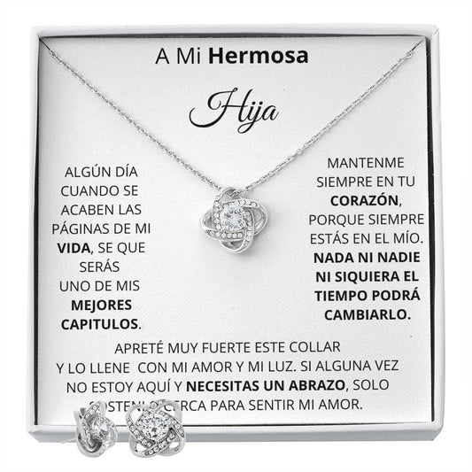 Juego de Aretes y Collar Love knot| Regalo de navidad para hija| Regalo de Cumpleanos para Hija| Bautizo